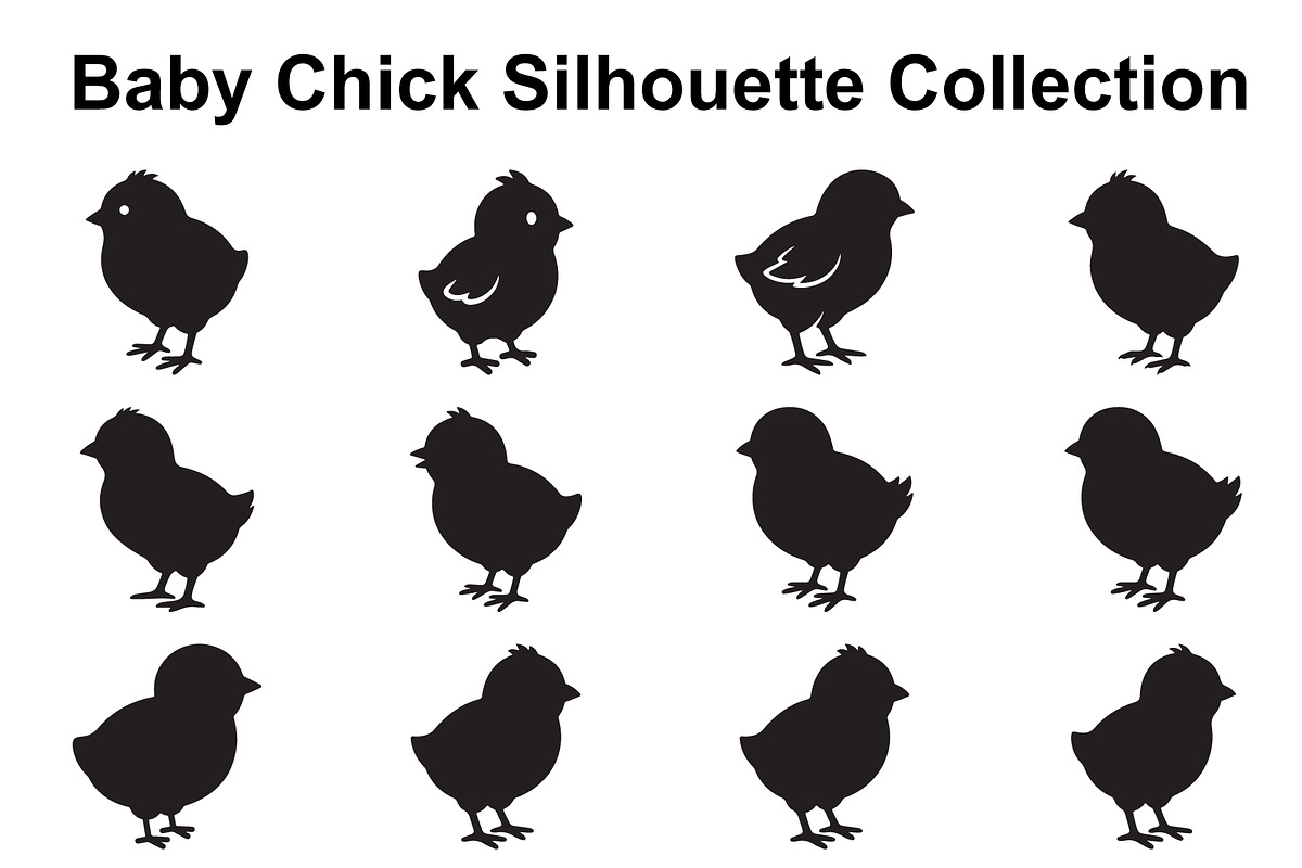 Fluffy Chick Silhouette Set, an Object Graphic by Creativeshirt (Photo 1 of 3)