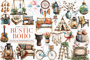 Watercolor Rustic Boho Clipart, an Illustration by Designworld (Thumbnail 1 of 6)