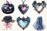 Gothic Coquette Halloween Clipart, an Illustration by DreamCafeArt (Thumbnail 4 of 7)