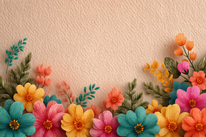 Colorful paper cut floral border with bright spring flowers and, a Holiday Photo by José Manuel Gelpi