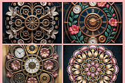 Steampunk Flower Mandala, a Decorative Illustration by Ink Gallery (Thumbnail 3 of 4)