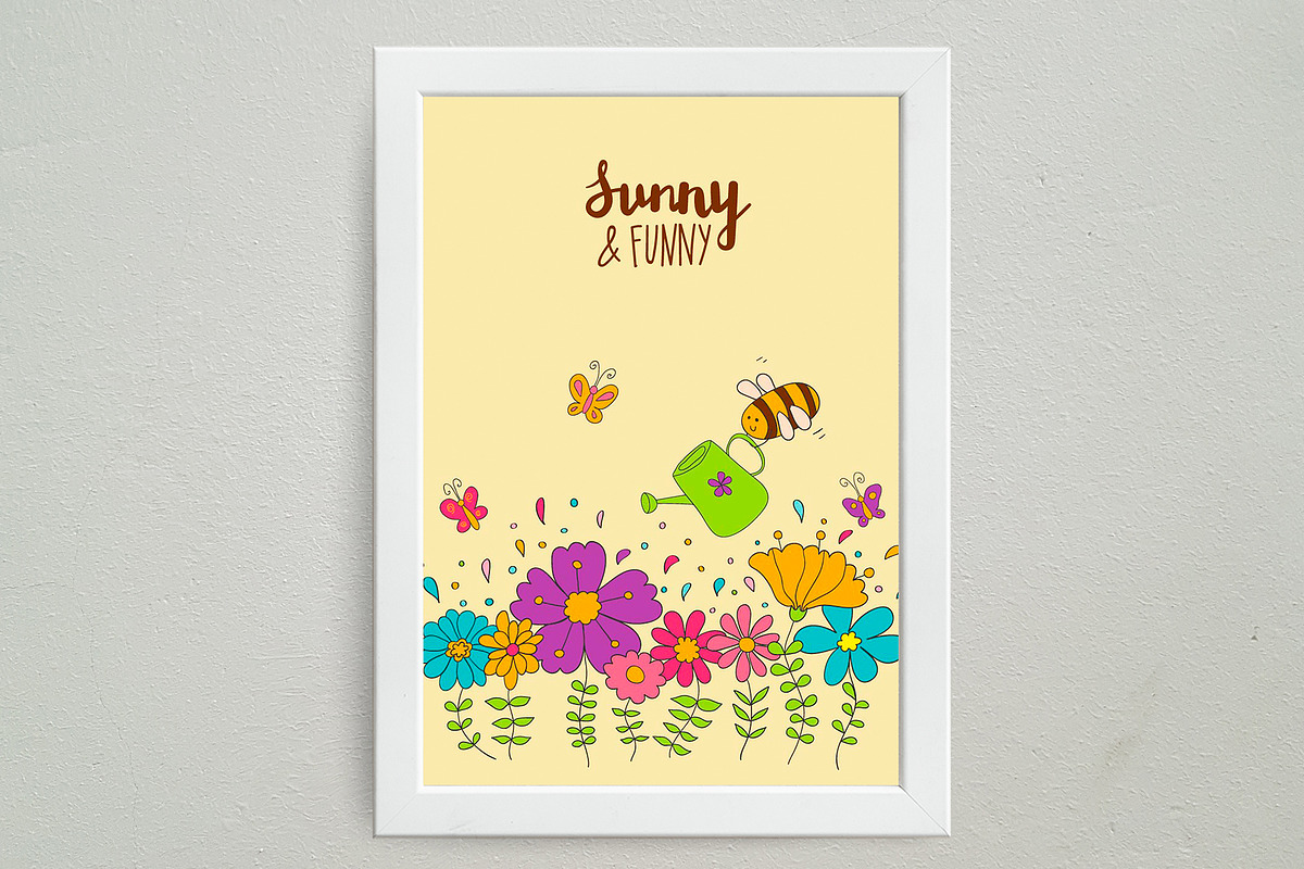 Bee and flowers, an Illustration by BerryCaty (Photo 10 of 14)