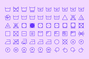 Laundry Symbols Line Icons