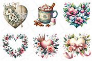 Wedding Hearts with Flowers Clipart, an Illustration by DreamPrint404 (Thumbnail 2 of 6)