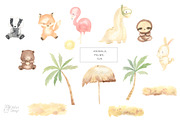 SUMMER PARTY. Watercolor animal set, an Animal Illustration by OlliArtDesign (Thumbnail 2 of 10)