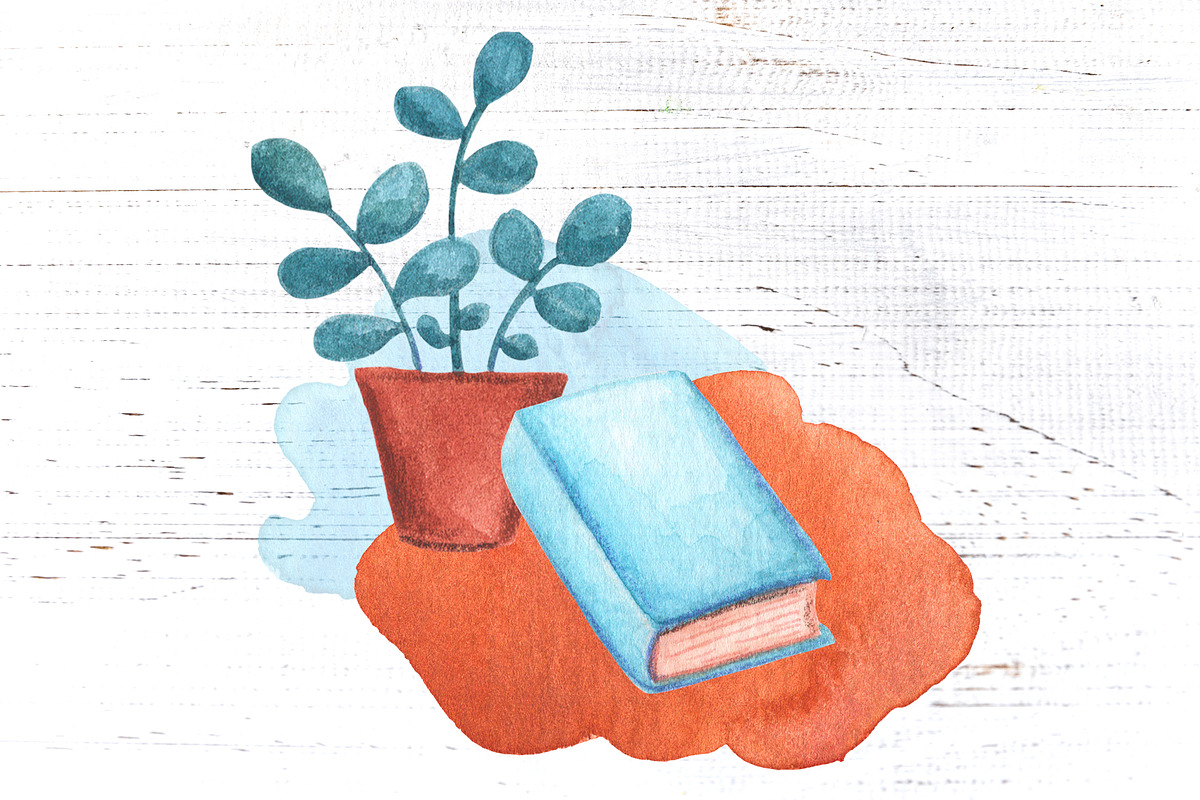 Vintage Books Watercolor Clipart, a Decorative Illustration by RabbitAndPencil (Photo 8 of 12)