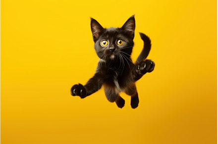 Jumping cat background. Generate Ai, an Animal Photo by Ylivdesign