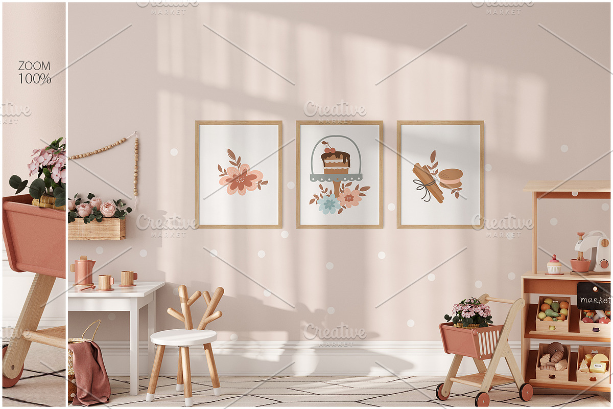 Kids Wall & Frame Mockup Bundle 7, a Print Template by Yuri-U (Photo 17 of 22)
