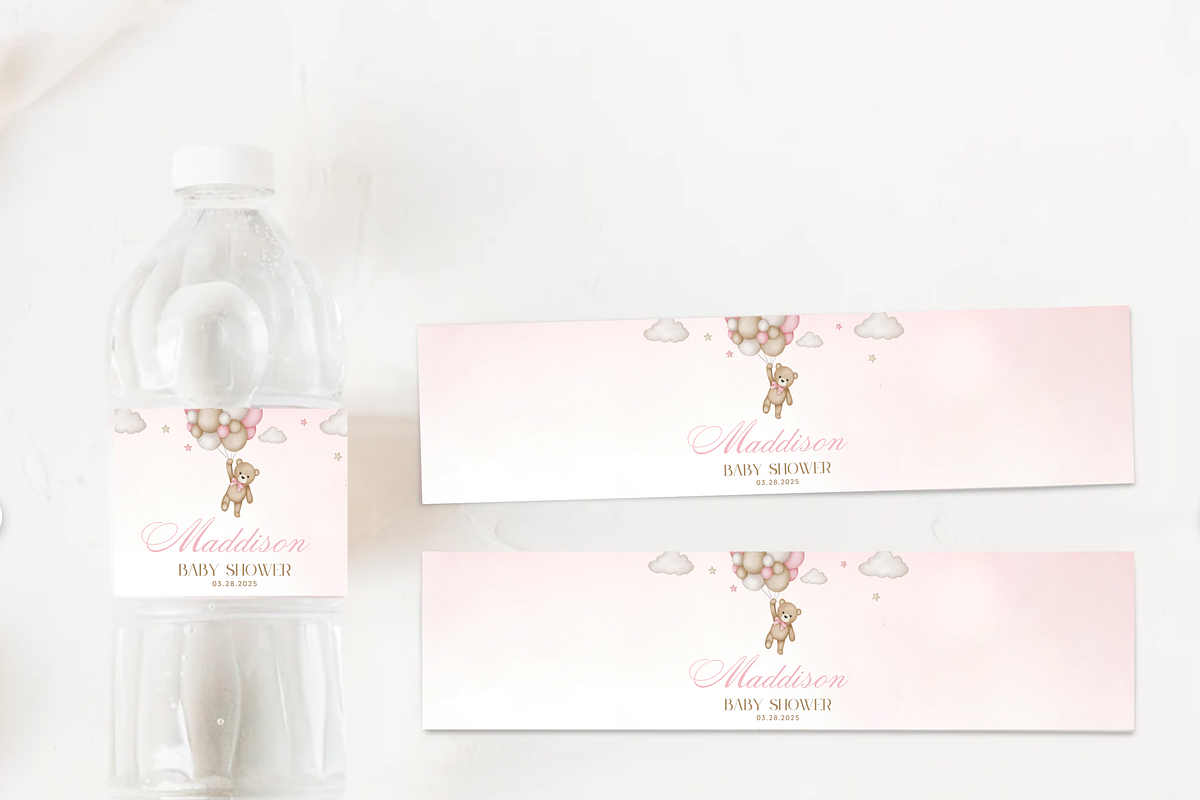 Bear Baby Shower Water Bottle Labels, a Flyer Template by Shinehoon (Photo 2 of 3)