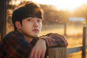 Thoughtful young Korean man gazing, a Photo by Pavel_design