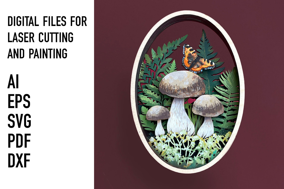 Mushroom Woodland Oval SVG File, an Object Graphic by HelloWood (Photo 1 of 3)