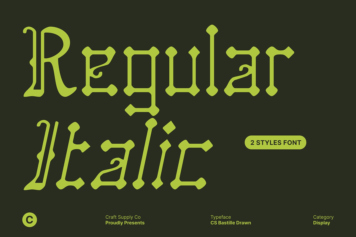 CS Bastille Drawn, a Blackletter Font by Craft Supply Co. (Photo 2 of 8)