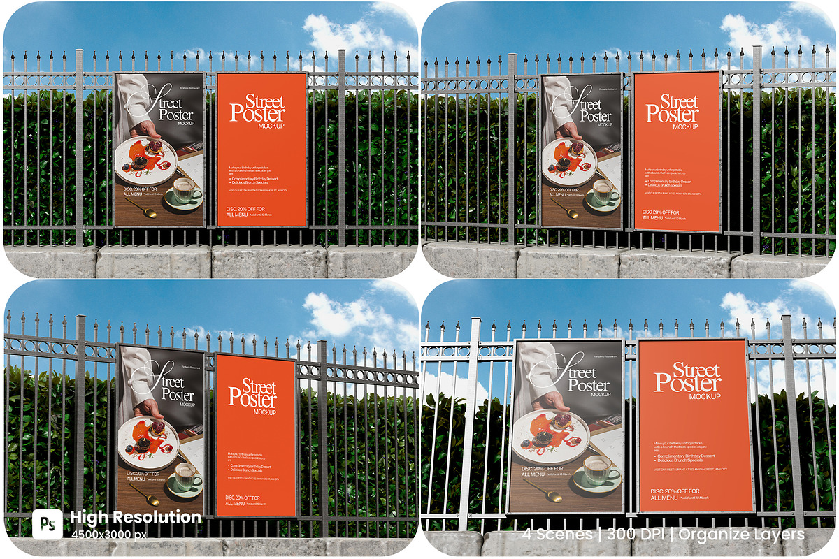 Street Poster Mockup, an Advertising Mockup by HanaSaka_Studio (Photo 1 of 5)