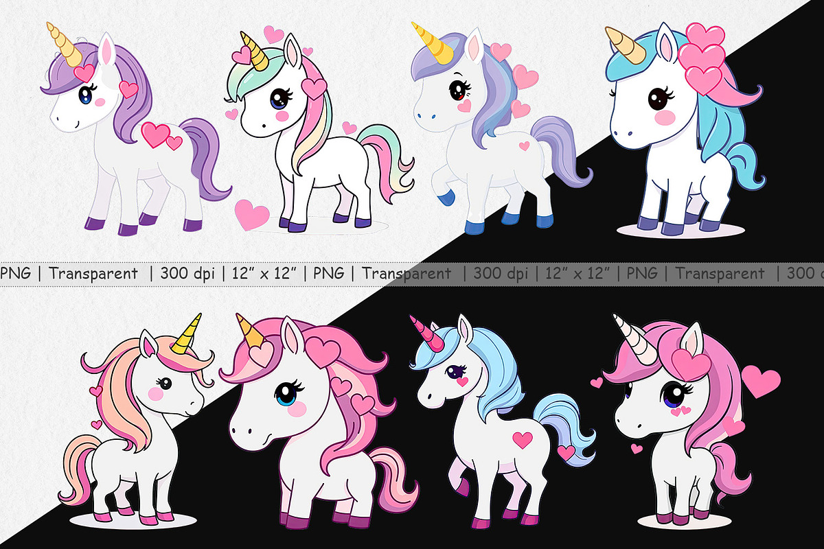 Heart Unicorn Clipart, a Graphic by Artnoy (Photo 2 of 5)