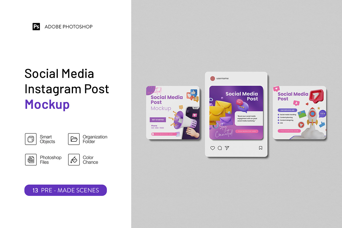 Social Media Instagram Post Mockup, an Advertising Mockup by Graphic Deal (Photo 1 of 15)