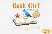 Book Girl Summer PNG, a Seasonal Illustration by Daily.Designs (Thumbnail 1 of 5)