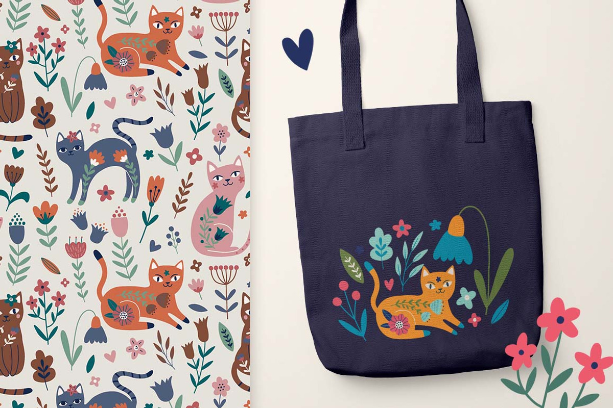 Flower Cats Patterns and composition, a Pattern Graphic by Irina Ostapenko (Photo 3 of 6)