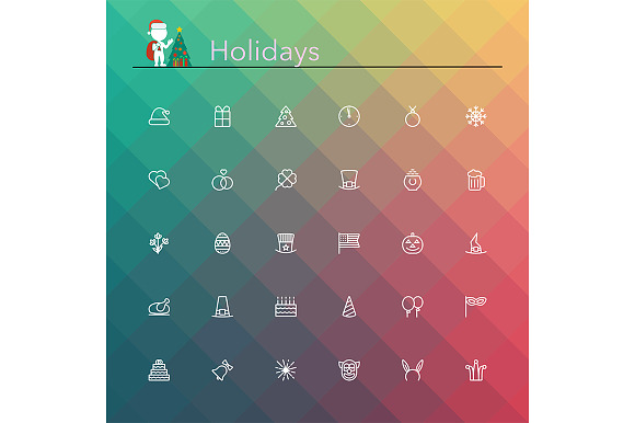 Holidays Line Icons