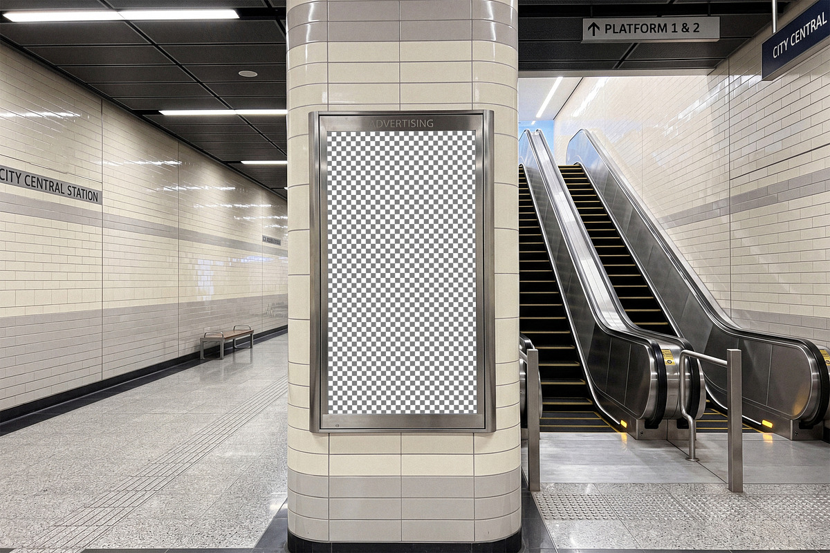 Subway Billboard Mockup, an Advertising Mockup by Designer Dude (Photo 2 of 2)