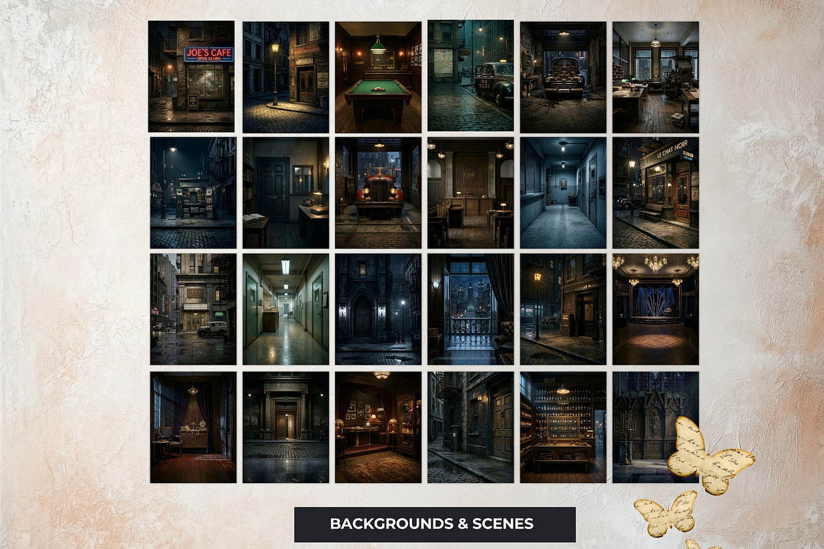 Noir Movie Backdrops Digital Papers, a Background Graphic by ThatsDesignArt (Photo 4 of 13)