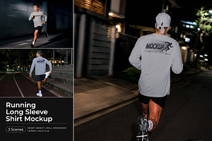 Running Long Sleeve Shirt Mockup, a Shirt Mockup by Pitchlook.Studio