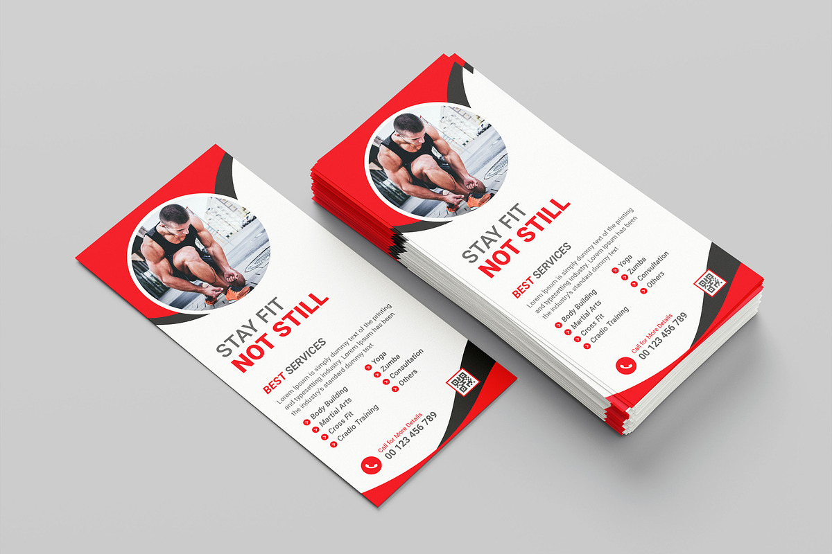 Gym Fitness Rack Card or DL Flyer, a Flyer Template by VectStock (Photo 3 of 4)