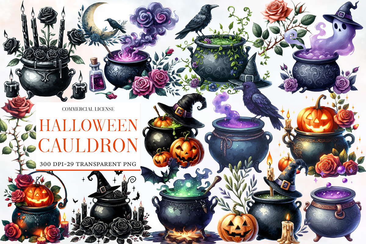 Halloween witch cauldron Clipart, an Illustration by Designworld (Photo 1 of 5)