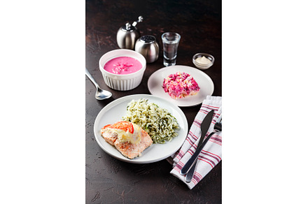 Dinner table with different dishes