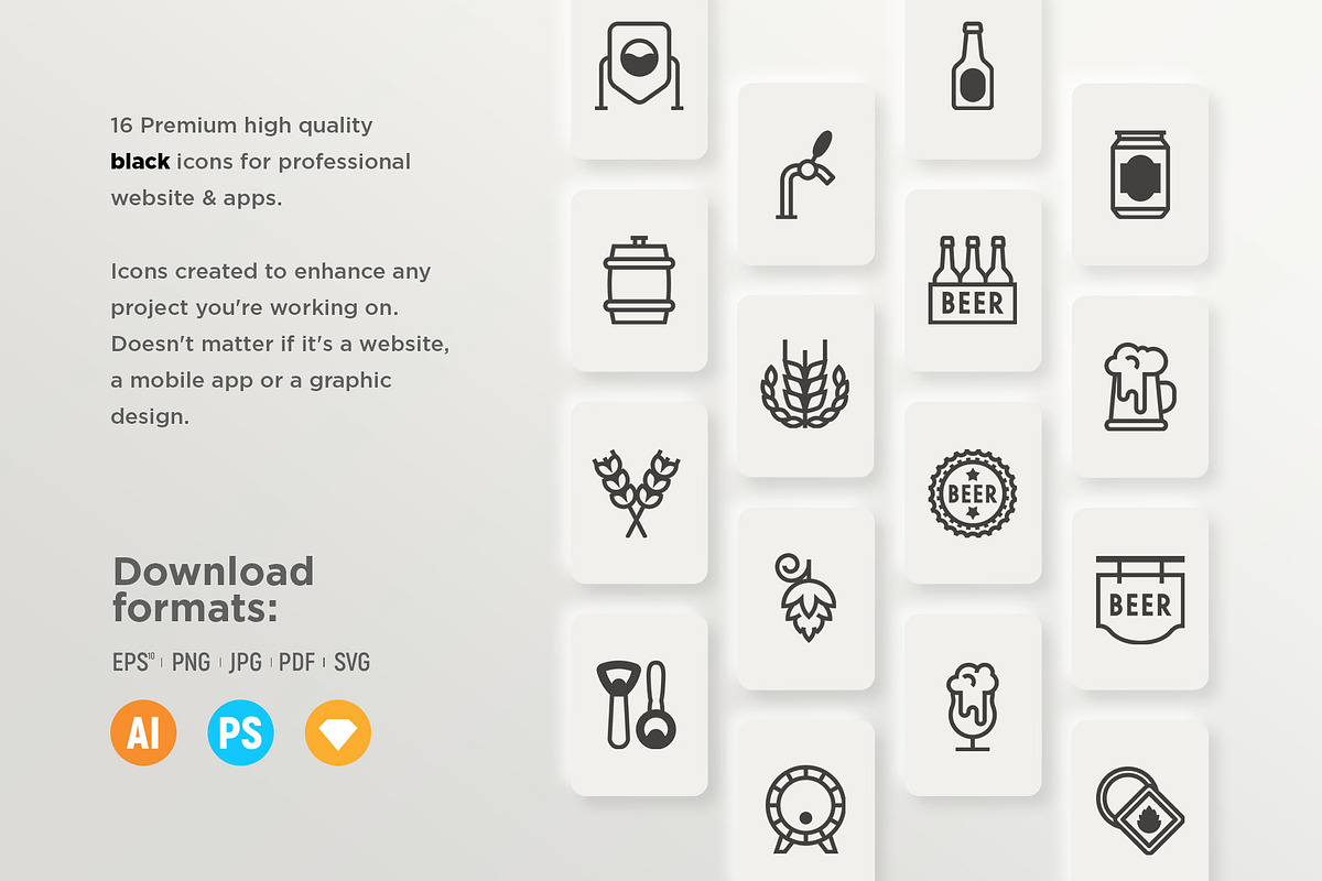 Beer Brewery | 32 Icons Set, an Outline Icon by Marina Silence (Photo 11 of 17)