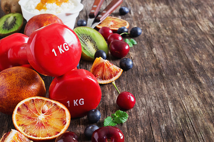Sport and healthy eating stock photo containing diet and dumbbell