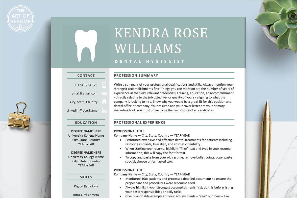 Dental Hygienist Resume | Dentist CV, a Resume Template by The Art of Resume (Photo 1 of 8)