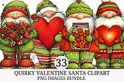 Quirky Valentine Santa Clipart, an Illustration by Craft Nest (Thumbnail 1 of 8)