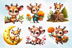 Spring Cute Deer Sublimation Clipart