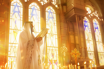 A man praying in a synagogue,, an Abstract Photo by Imaginarium