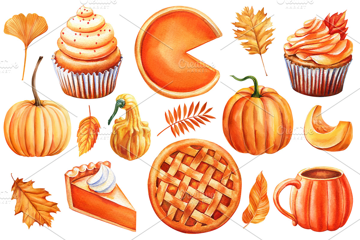 Harvest Thanksgiving fall clipart, a Decorative Illustration by Hanna Hryharenka (Photo 20 of 20)