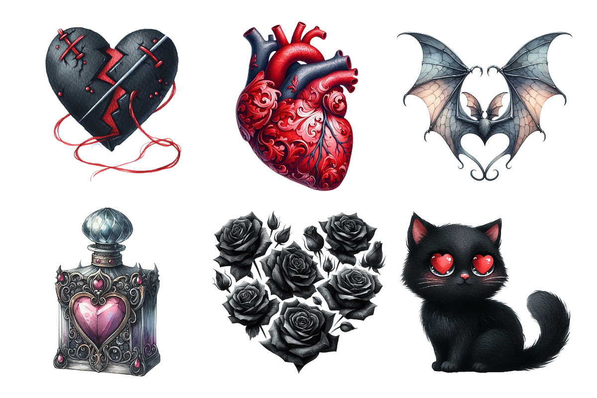 Love Gothic Valentine Clipart, an Illustration by Daily.Designs (Photo 5 of 5)