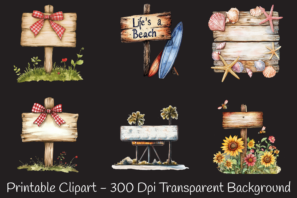 Summer Day Wooden Sign Clipart, an Illustration by RobertsArt (Photo 3 of 4)