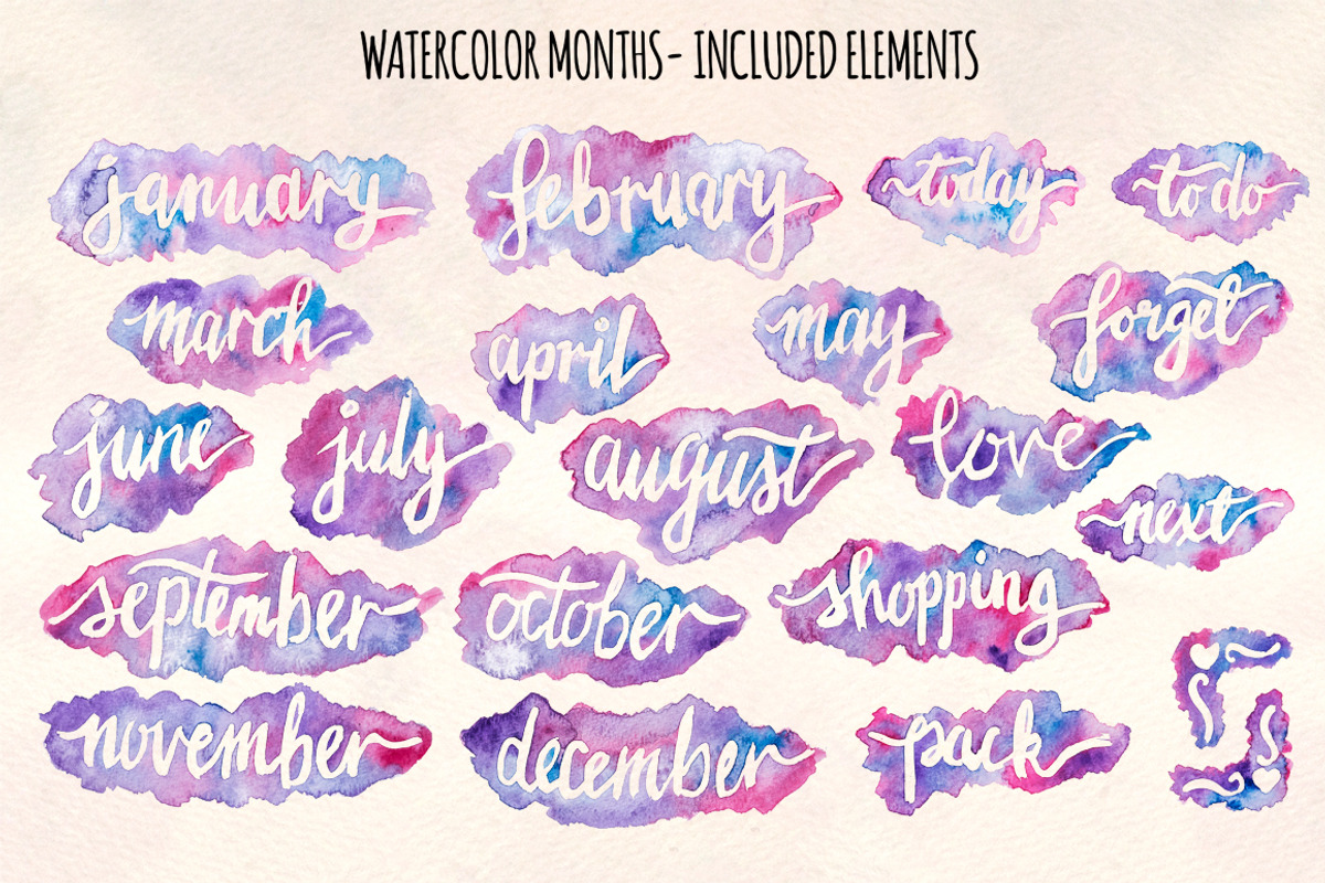 21 Month Watercolors Graphics, a Decorative Illustration by Violet LeBeaux (Photo 3 of 3)