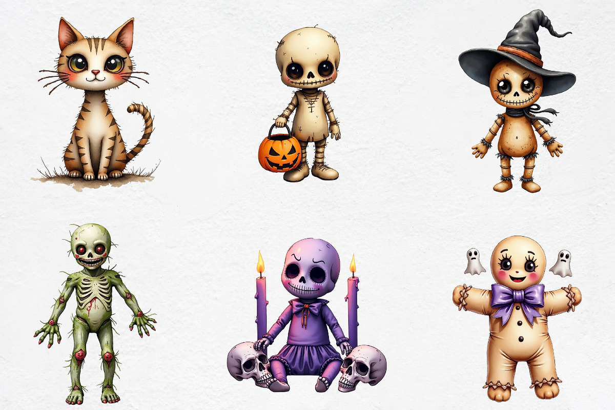 Watercolor Halloween Voodoo Doll Cli, an Illustration by CrexoraLab (Photo 3 of 5)