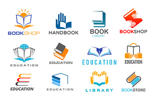 Education, library, handbook icons, an Object Illustration by Vector Tradition