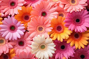 Colorful gerbera flowers background, a Nature Photo by AlyaAnd