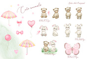 Teddy bear Baby girl Bunny Rainbow, an Animal Illustration by Solo Art Original (Thumbnail 2 of 8)