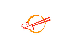Dumplings with chopsticks logo, a Graphic by boriman05