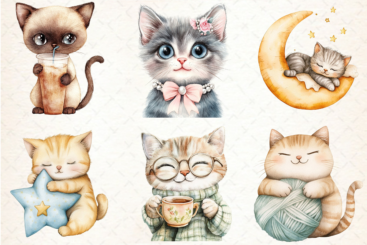 Cute Cat Sublimation Clipart, an Illustration by Libby Wishes (Photo 7 of 7)