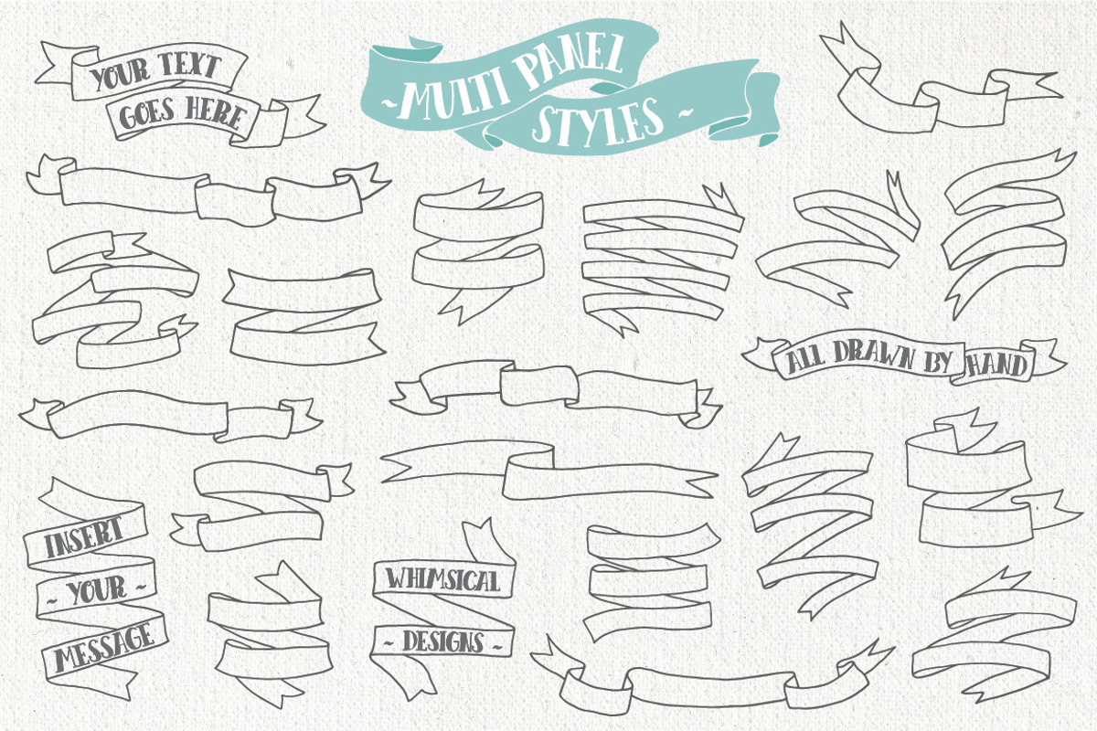 Hand Drawn Banners & Ribbons Bundle preview 3