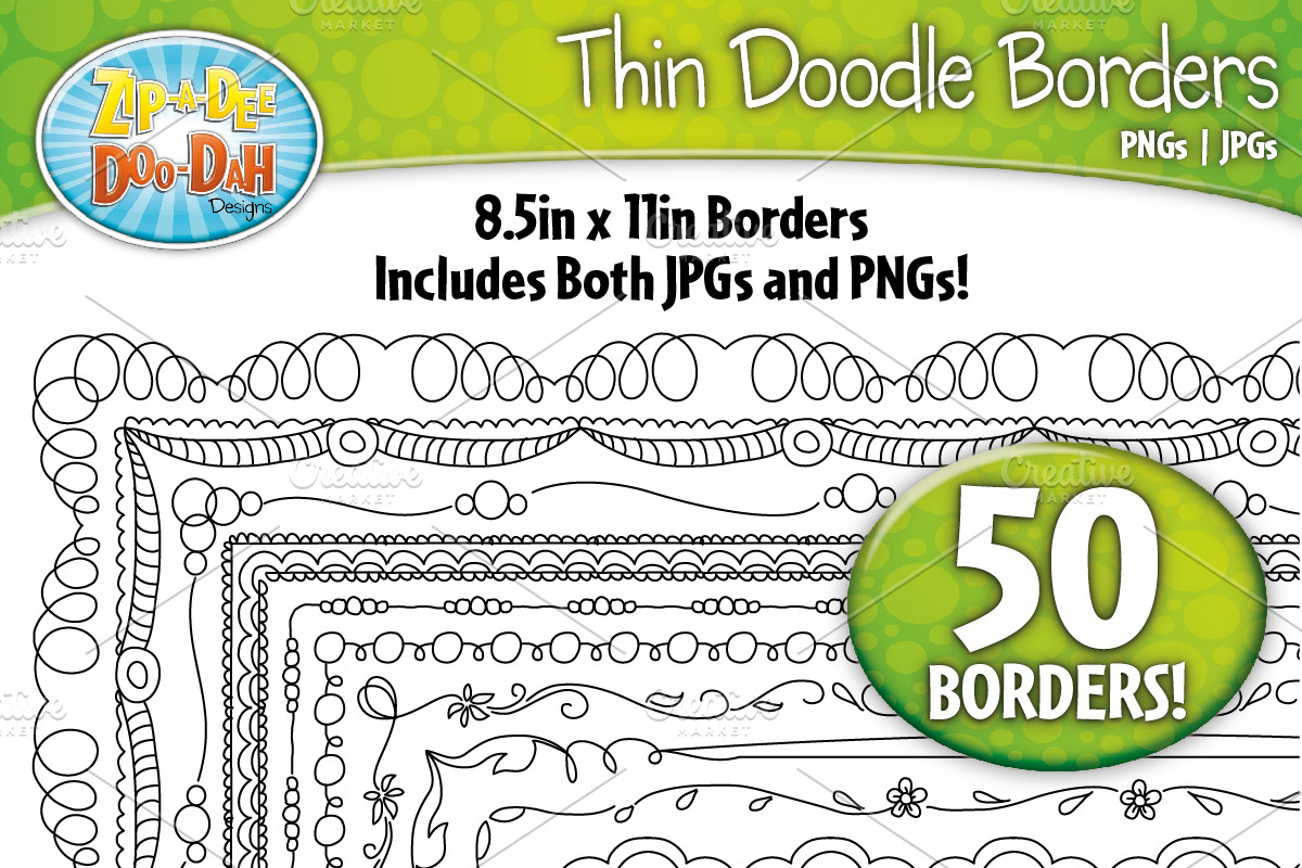 Thin Doodle Frame Borders Set 2