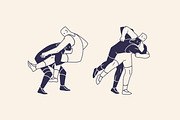Wrestlers in fight, wrestling set, a Sport Illustration by PaperTrident (Thumbnail 2 of 6)
