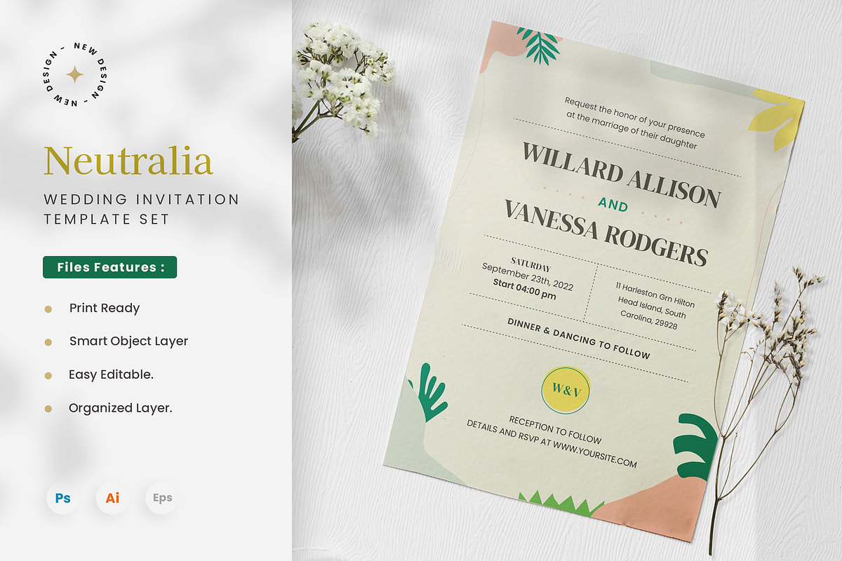Neutralia Wedding Invitation, a Flyer Template by Annora Studio ...