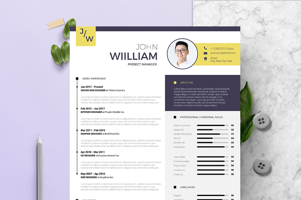 Creative Resume & CV Template, a Resume Template by Hito Graphic (Photo 2 of 8)