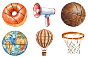 Watercolor Basketball Clipart, a Seasonal Illustration by CitraGraphics (Thumbnail 4 of 4)